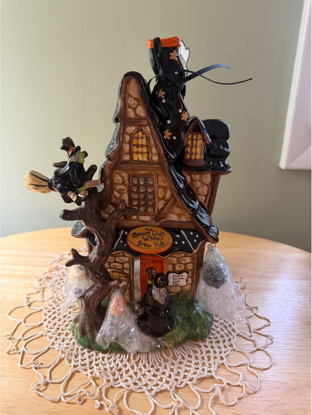 Blue Sky Clayworks Witches Brew Pub Halloween Candle House